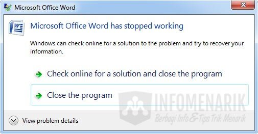 Cara Mengatasi Microsoft Office Word Has Stopped Working 02