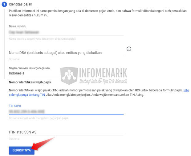 Cara Mengisi Informasi Pajak Google AdSense 8